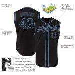 Maillot de baseball bleu personnalisé sans manches noir-clair authentique Maillot de baseball bleu personnalisé sans manches noir-clair authentique