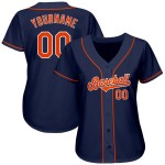 Maillot de baseball personnalisé bleu marine orange et blanc authentique Maillot de baseball personnalisé bleu marine orange et blanc authentique
