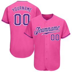 Maillot de baseball rose authentique violet-blanc personnalisé