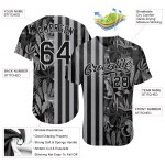 Maillot de baseball authentique 3D motif palmier noir et léopards, feuilles tropicales noires et grises, personnalisé Maillot de baseball authentique 3D motif palmier noir et léopards, feuilles tropicales noires et grises, personnalisé