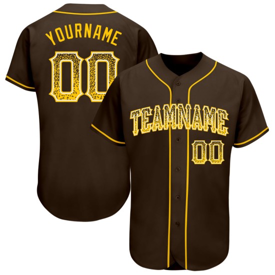 Maillot de baseball authentique Drift doré et blanc marron personnalisé Maillot de baseball authentique Drift doré et blanc marron personnalisé