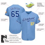 Maillot de baseball bleu clair personnalisé Royal-Gold authentique Maillot de baseball bleu clair personnalisé Royal-Gold authentique