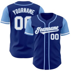 Maillot de baseball personnalisé blanc-clair authentique Royal Tone Two Blue