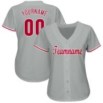 Maillot de baseball gris rouge et blanc personnalisé Maillot de baseball gris rouge et blanc personnalisé