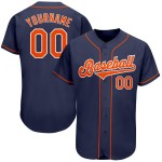 Maillot de baseball personnalisé bleu marine orange et blanc authentique Maillot de baseball personnalisé bleu marine orange et blanc authentique