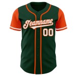 Maillot de baseball personnalisé vert authentique blanc-orange Maillot de baseball personnalisé vert authentique blanc-orange