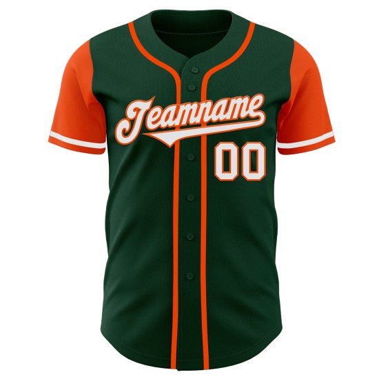 Maillot de baseball personnalisé vert authentique blanc-orange Maillot de baseball personnalisé vert authentique blanc-orange