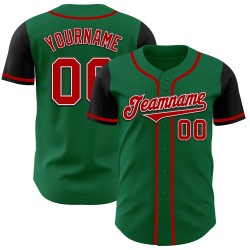 Maillot Kelly Custom Two Baseball Vert Rouge-Noir Ton Authentique