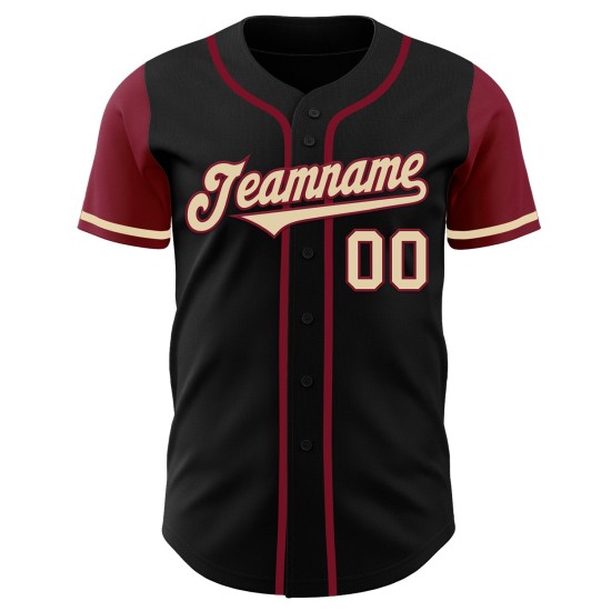 Maillot de baseball authentique noir et crème cramoisi Maillot de baseball authentique noir et crème cramoisi
