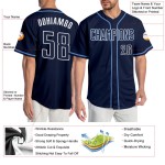 Maillot de baseball bleu marine clair et personnalisé Maillot de baseball bleu marine clair et personnalisé
