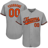 Maillot de baseball orange-noir gris personnalisé authentique