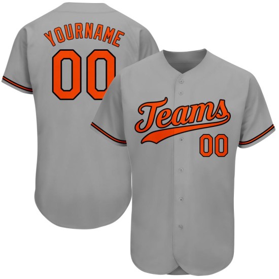 Maillot de baseball orange-noir gris personnalisé authentique Maillot de baseball orange-noir gris personnalisé authentique