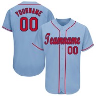 Maillot de baseball personnalisé rouge-bleu marine clair