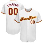 Maillot de baseball blanc authentique personnalisé cramoisi-or Maillot de baseball blanc authentique personnalisé cramoisi-or