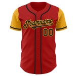 Maillot de baseball rouge personnalisé ton deux noir-or authentique Maillot de baseball rouge personnalisé ton deux noir-or authentique