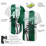 Maillot de baseball vert 3D blanc Kelly, motif authentique de cocotiers hawaïens, motif personnalisé blanc Maillot de baseball vert 3D blanc Kelly, motif authentique de cocotiers hawaïens, motif personnalisé blanc